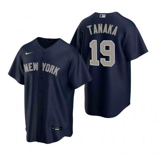 Mens Nike New York Yankees 19 Masahiro Tanaka Navy Alternate Stitched Baseball Jerse
